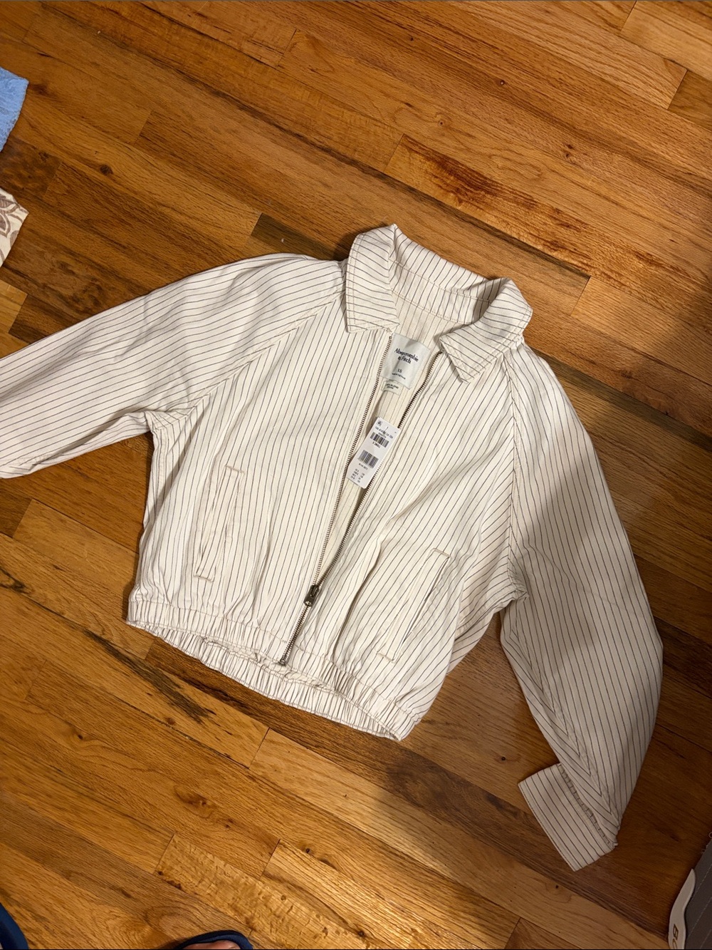 Abercrombie & Fitch Cream Jacket with Thin Black Stripes